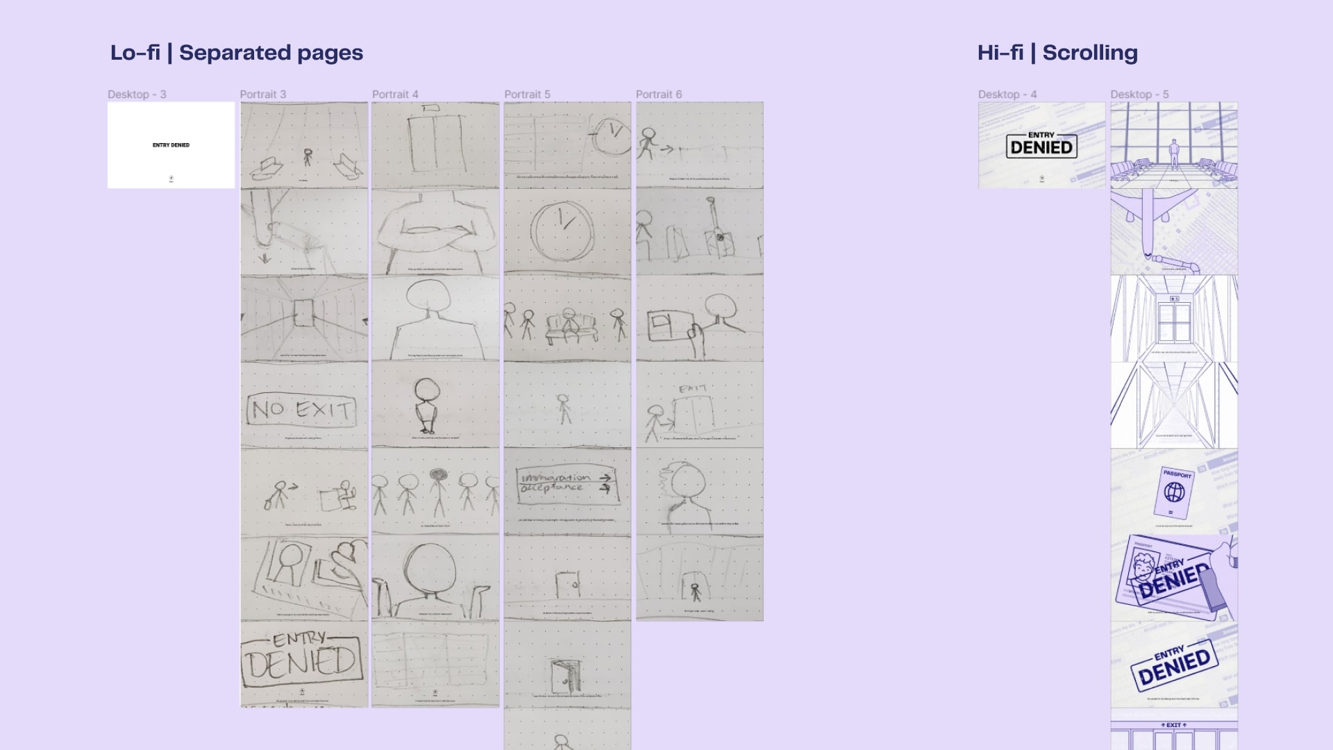 Lo-fi and hi-fi digital prototypes of interactive story