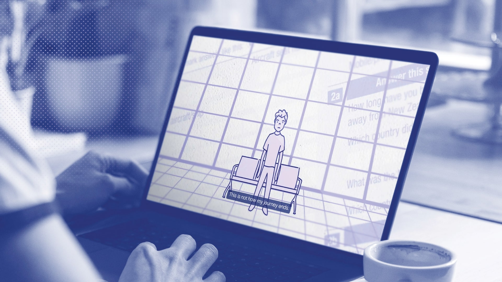 Still from Entry Denied displayed on laptop