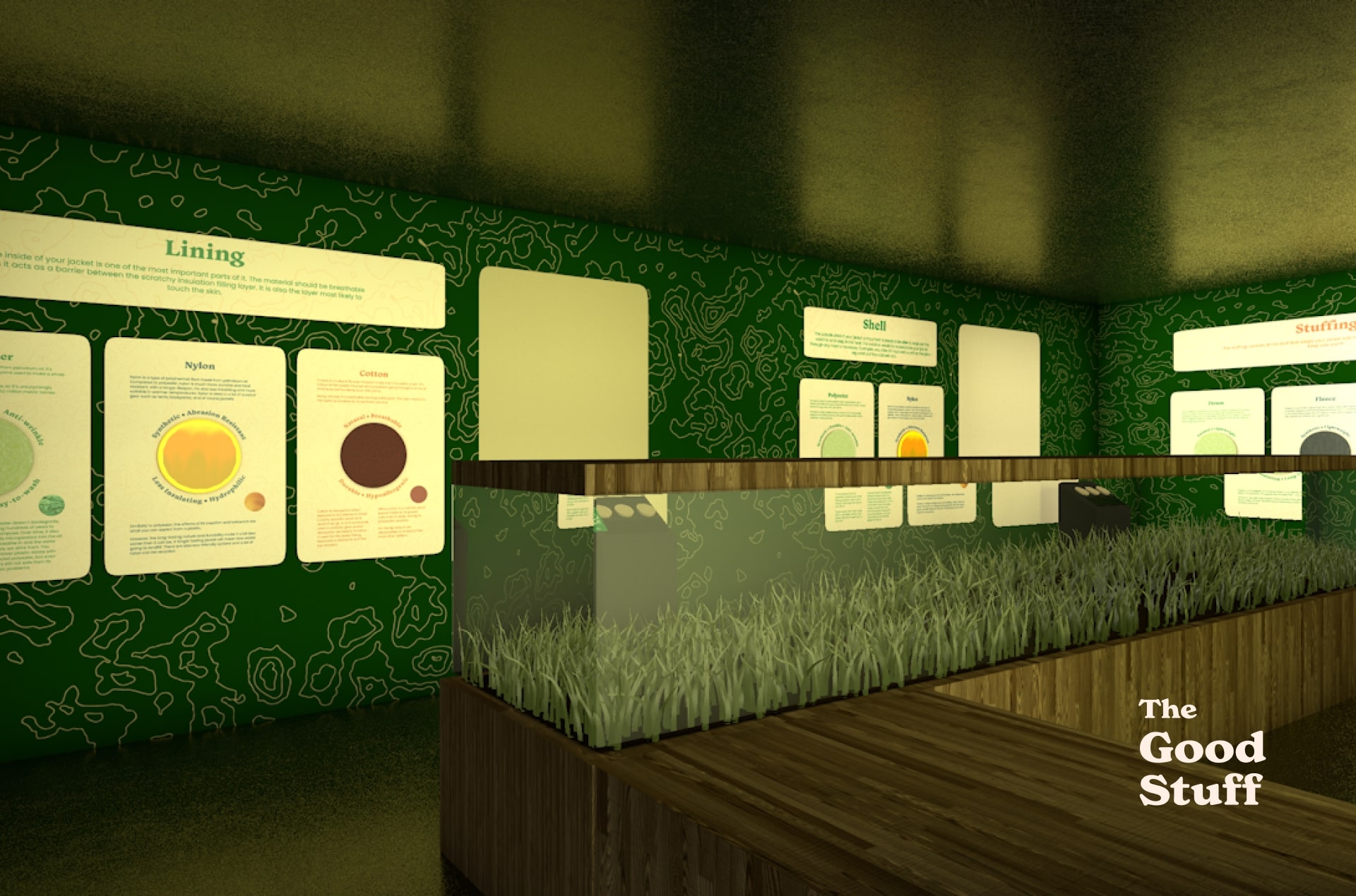 3D render of The Good Stuff installation