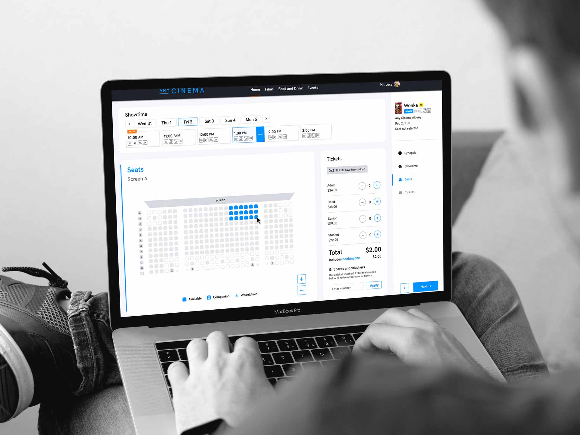 Mockup of new Lumos design on a laptop